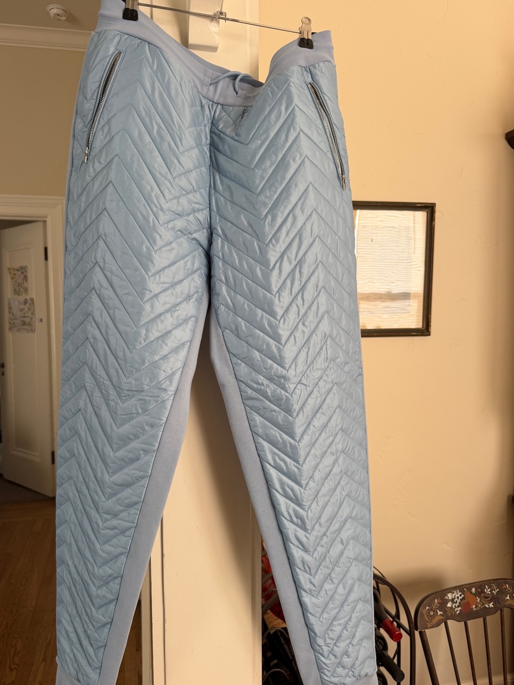 Athleta Pale Blue Quilted Track Joggers